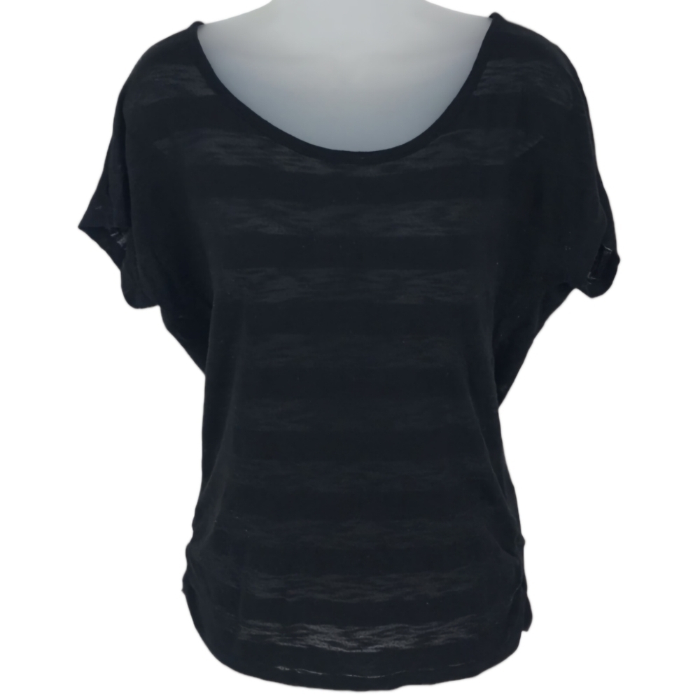 Maurices Sheer Black Striped Short Sleeve‎ Top